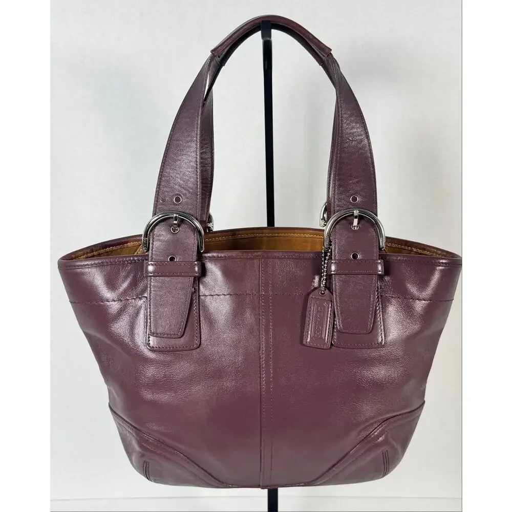 Coach Soho Plum Purple Leather Buckle Tote Shoulder Bag E3S-9544